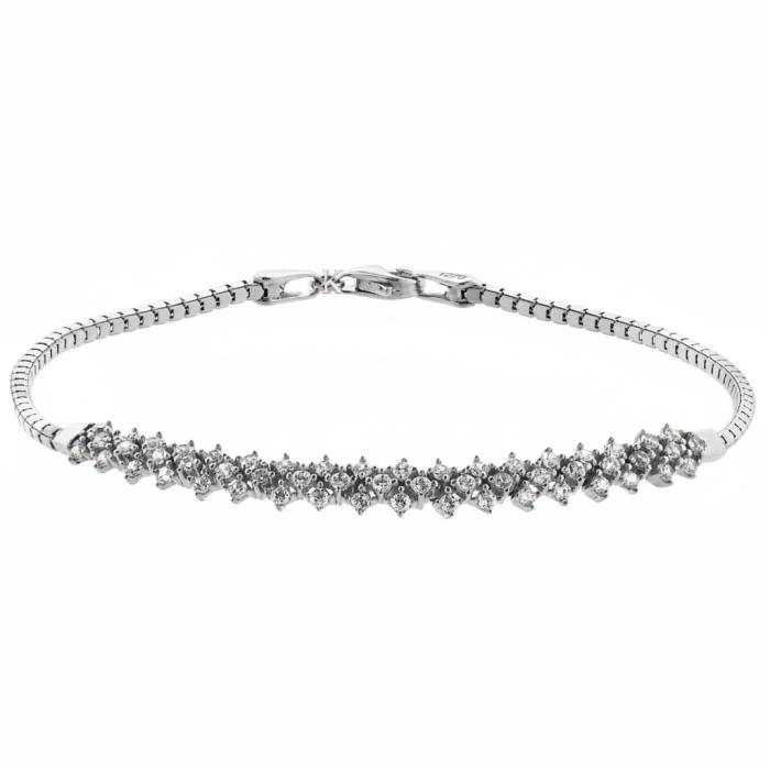 Βραχιόλι Γυναικείο Λευκόχρυσος Κ14 με Λευκά Ζιργκόν SKU-31395