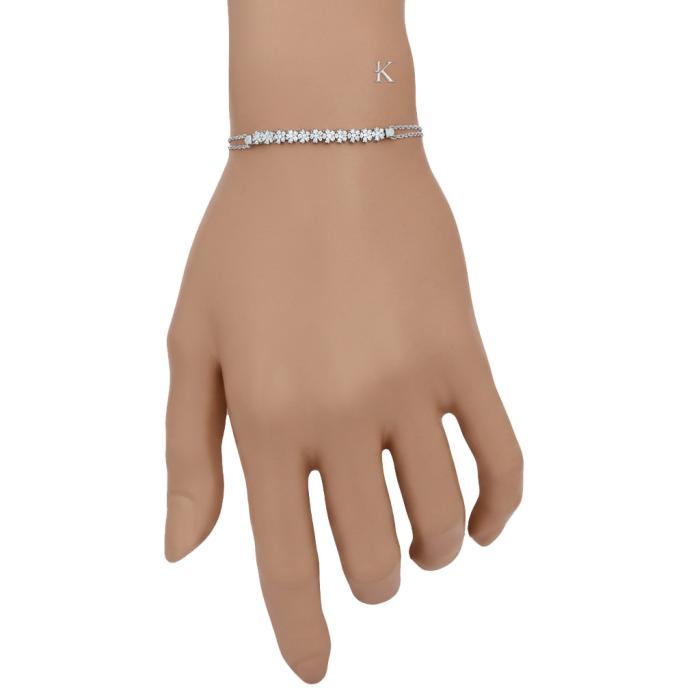 Βραχιόλι με Διπλή Αλυσίδα Λευκόχρυσος Κ14 με Ζιργκόν SKU-31401