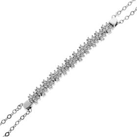 Βραχιόλι με Διπλή Αλυσίδα Λευκόχρυσος Κ14 με Ζιργκόν SKU-31401