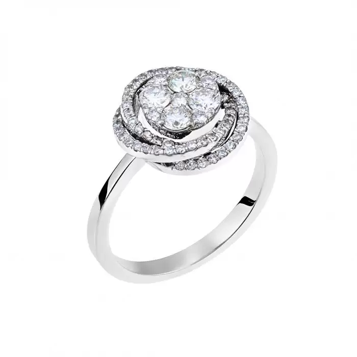SKU-31939 / Δαχτυλίδι Λευκόχρυσος Κ18 με Διαμάντια