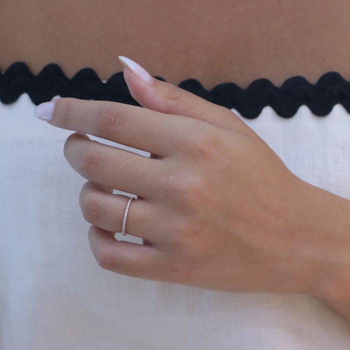 Δαχτυλίδι Σειρέ Ροζ Χρυσός Κ18 με Διαμάντια