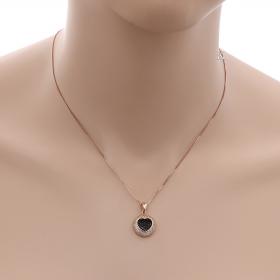 Κολιέ με Καρδιά Ασήμι 925 με Λευκά & Μαύρα Ζιργκόν SKU-31128