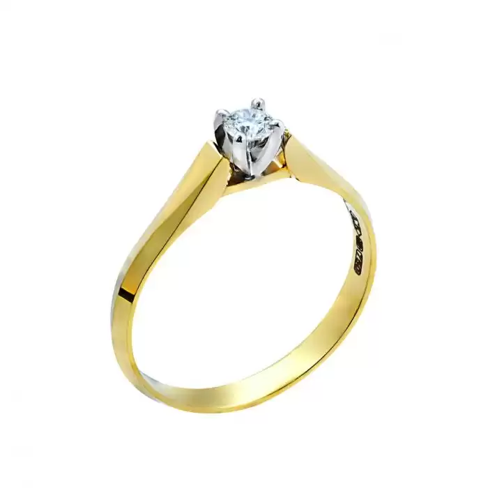 Μονόπετρο Δαχτυλίδι Χρυσός & Λευκόχρυσος Κ18 με Διαμάντι