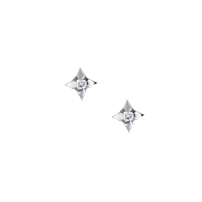 SKU-31733 / Σκουλαρίκια Λευκόχρυσος Κ18 με Διαμάντια