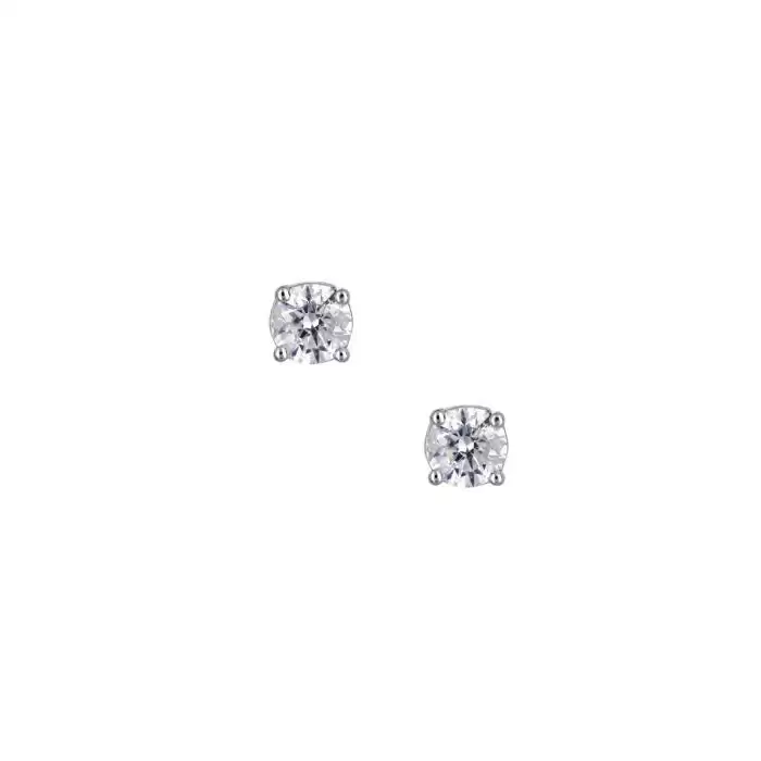 SKU-31966 / Σκουλαρίκια Λευκόχρυσος Κ18 με Διαμάντια