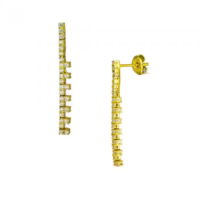 Σκουλαρίκια Χρυσός Κ14 με Ζιργκόν