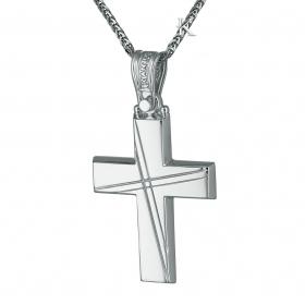 Σταυρός Τριάντος Λευκόχρυσος Κ14 με Λουστρέ Φινίρισμα SKU-31629