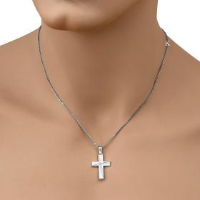 Σταυρός Τριάντος Λευκόχρυσος Κ14 με Λουστρέ Φινίρισμα SKU-31629