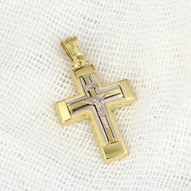 Σταυρός Ανδρικός Τριάντος Χρυσός & Λευκόχρυσος Κ14 SKU-31624