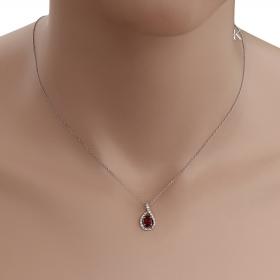 Κολιέ Δάκρυ Λευκόχρυσος Κ18 με Ruby & Διαμάντια SKU-32299