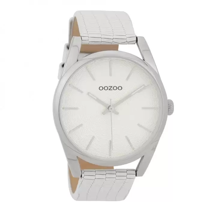 SKU-32292 / OOZOO Timepieces White Leather Strap