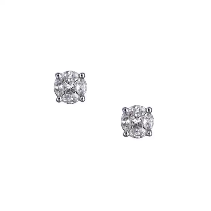 SKU-32301 / Σκουλαρίκια Λευκόχρυσος Κ18 με Διαμάντια