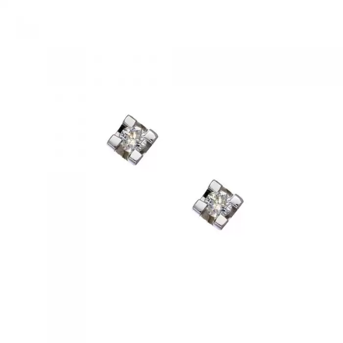 SKU-32349 / Σκουλαρίκια Λευκόχρυσος Κ18 με Διαμάντια