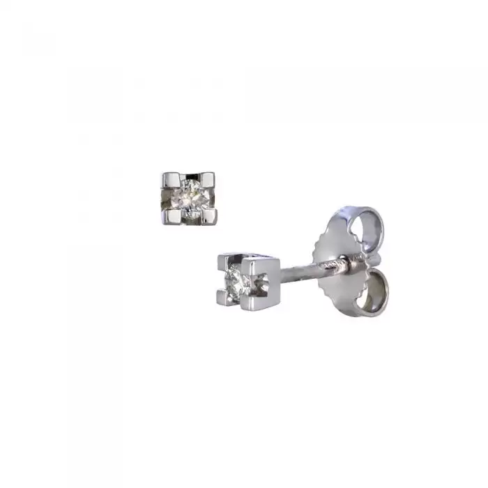 SKU-32349 / Σκουλαρίκια Λευκόχρυσος Κ18 με Διαμάντια