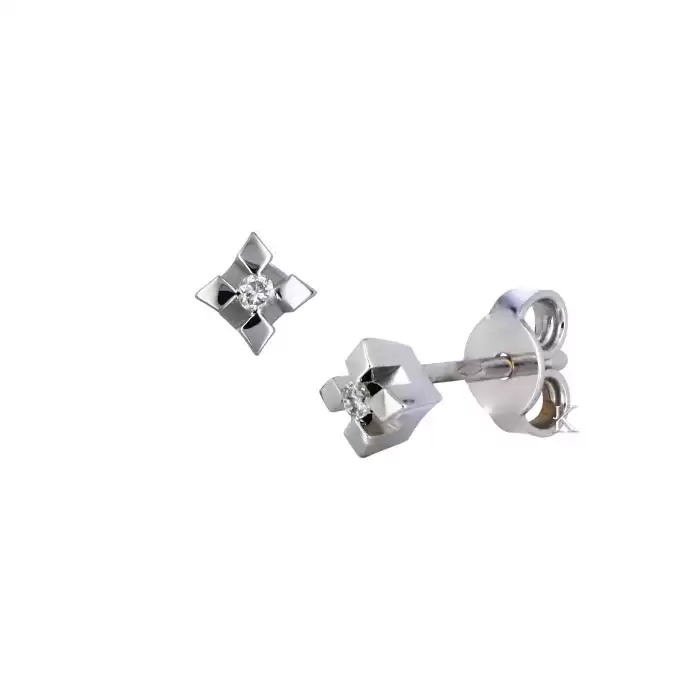 SKU-32351 / Σκουλαρίκια Λευκόχρυσος Κ18 με Διαμάντια