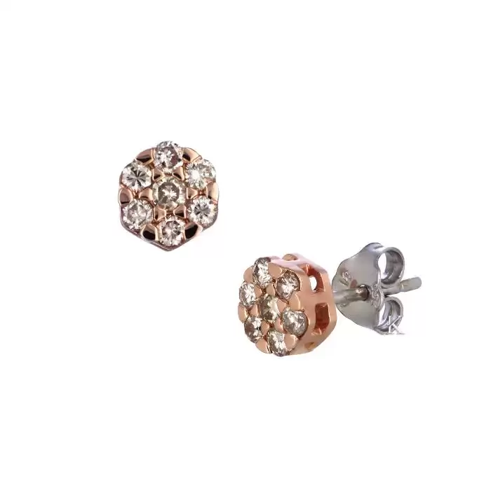 SKU-32440 / Σκουλαρίκια Ροζ Χρυσός & Λευκόχρυσος Κ18 με Διαμάντια