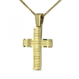 Σταυρός Ανδρικός Χρυσός & Λευκόχρυσος Κ14 Διπλής Όψεως SKU-32182