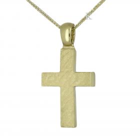 Σταυρός Ανδρικός Χρυσός & Λευκόχρυσος Κ14 Διπλής Όψεως SKU-32184