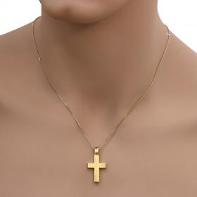 Σταυρός Ανδρικός Χρυσός & Λευκόχρυσος Κ14 Διπλής Όψεως SKU-32184