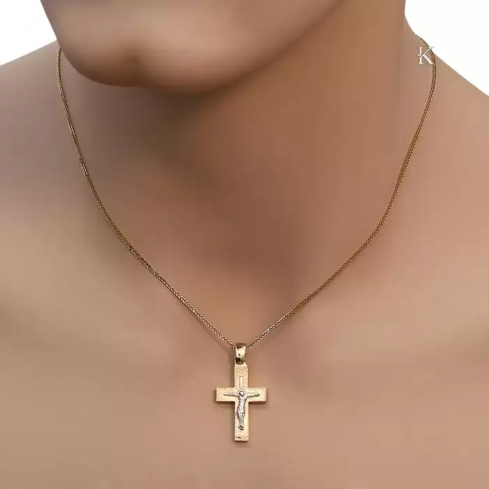 Σταυρός Ανδρικός Χρυσός & Λευκόχρυσος Κ14 SKU-32190