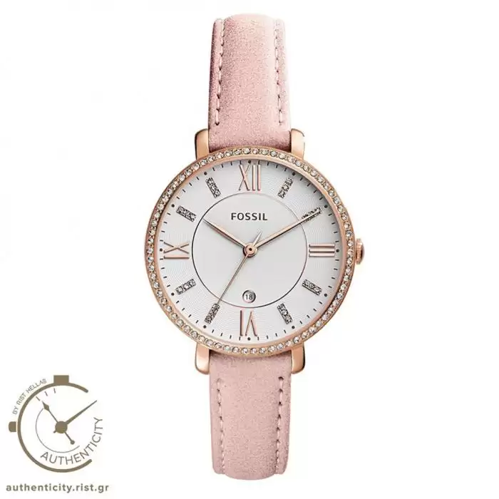 SKU-33186 / FOSSIL Jacqueline Crystals Pink Leather Strap