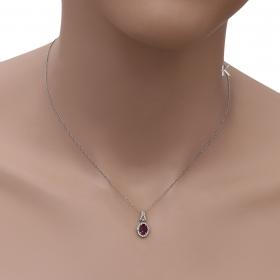 Κολιέ Ροζέτα Λευκόχρυσος Κ18 με Ρουμπίνι & Διαμάντια SKU-33482