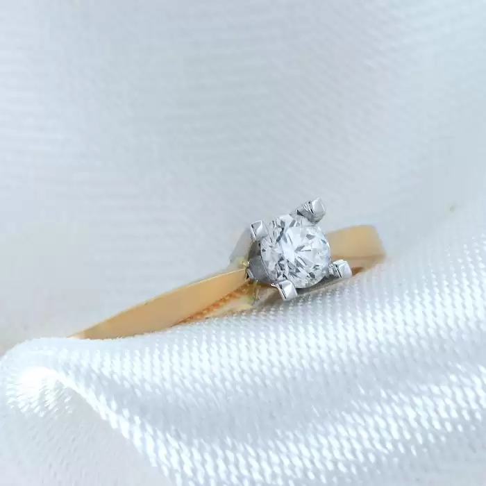 Μονόπετρο Δαχτυλίδι Ροζ Χρυσος & Λευκόχρυσος Κ18 με Διαμάντι