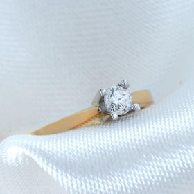 Μονόπετρο Δαχτυλίδι Ροζ Χρυσος & Λευκόχρυσος Κ18 με Διαμάντι Μονόπετρα