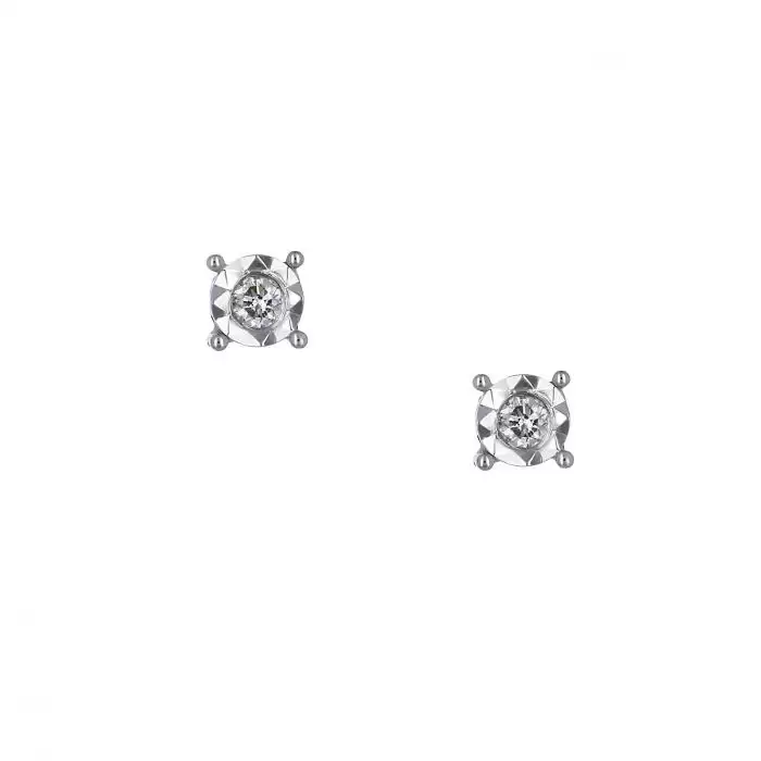 SKU-33471 / Σκουλαρίκια Λευκόχρυσος Κ18 με Διαμάντια
