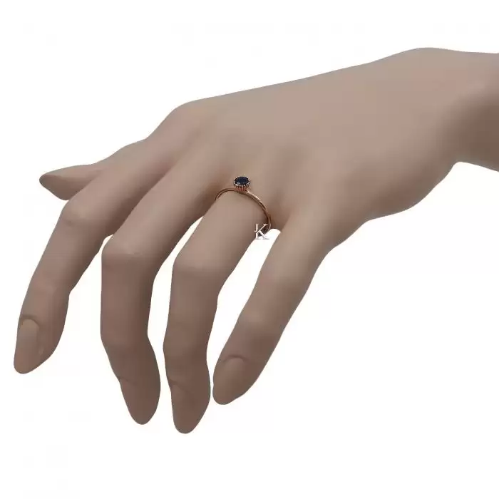 SKU-34523 / Δαχτυλίδι Ροζ Χρυσός Κ18 με Ζαφείρι