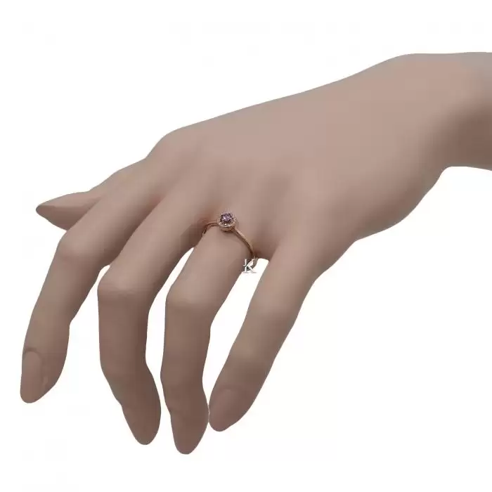 Δαχτυλίδι Ροζέτα Ροζ Χρυσός Κ14 με Ζιργκόν