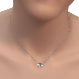 Κολιέ Ματάκι Λευκόχρυσος Κ14 με Ζιργκόν SKU-34027