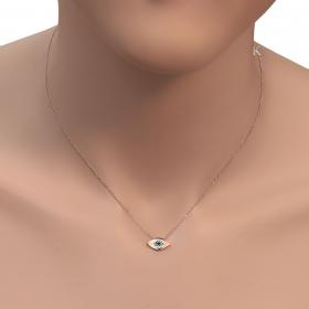 Κολιέ Ματάκι με Ζιργκόν Ροζ Χρυσός Κ14 SKU-34028