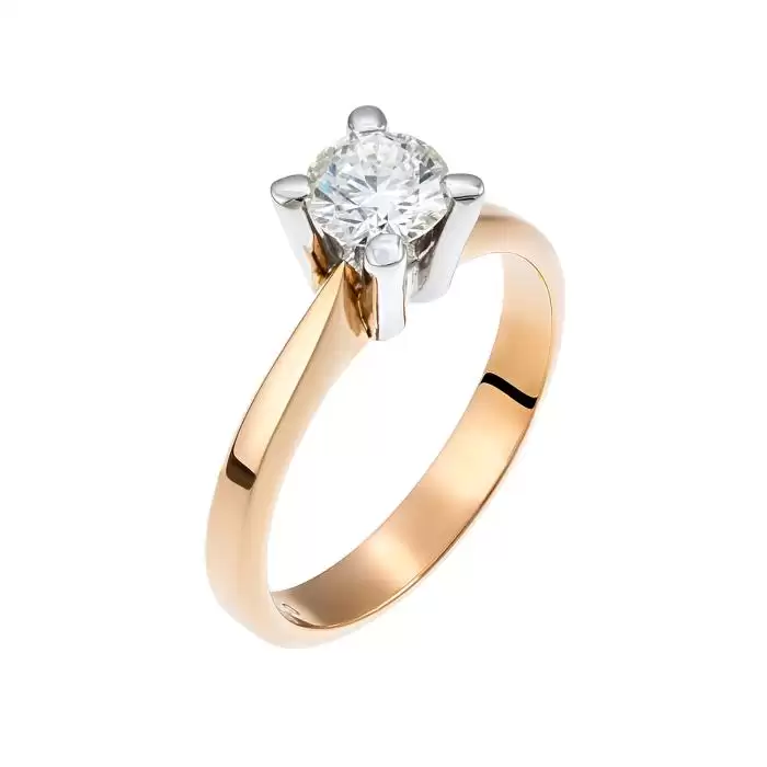 SKU-34628 / Μονόπετρο Δαχτυλίδι Λευκόχρυσος & Ροζ Χρυσός Κ18 με Διαμάντι 