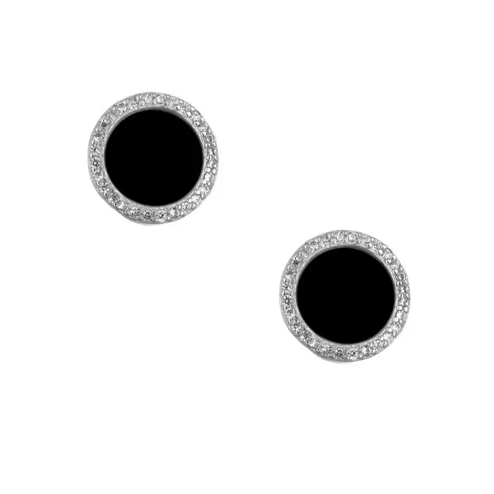 SKU-34585 / Σκουλαρίκια Ασήμι 925° με Μαύρο Όνυχα