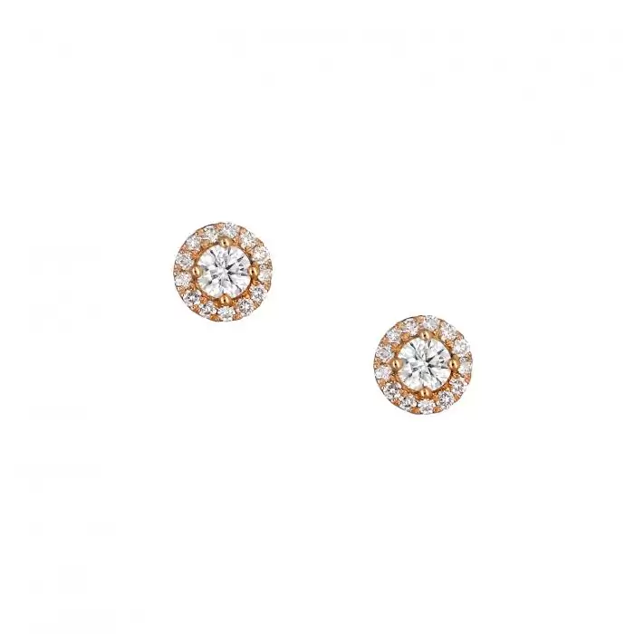 SKU-34703 / Σκουλαρίκια Ροζ Χρυσός Κ18 με Διαμάντια 