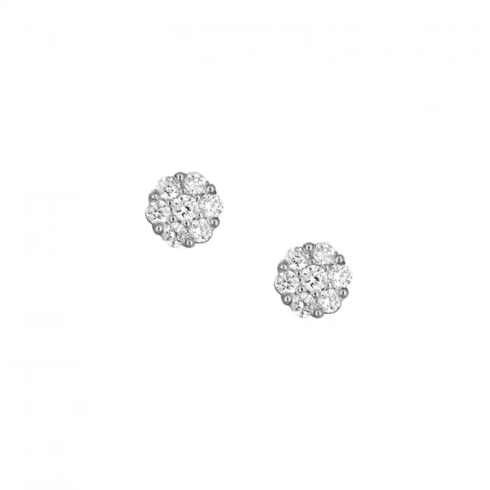 SKU-34723 / Σκουλαρίκια Λευκόχρυσος Κ18 με Διαμάντια 