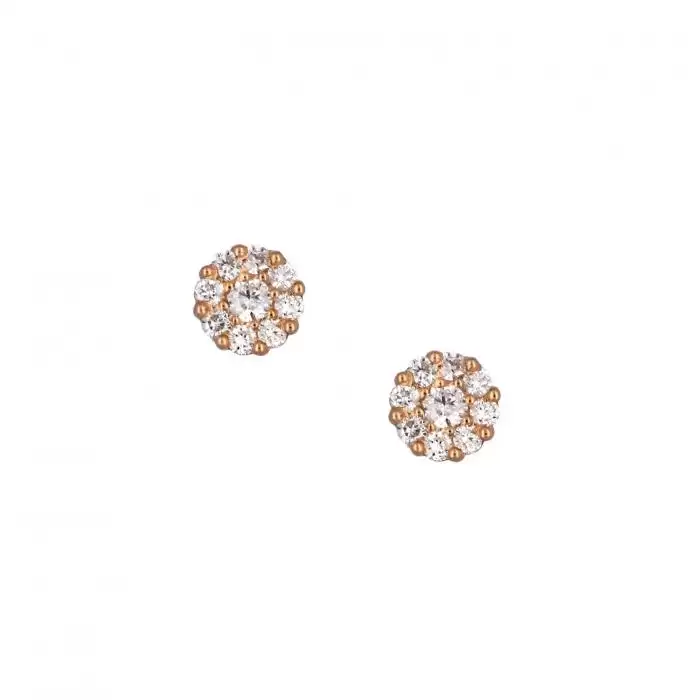 SKU-34735 / Σκουλαρίκια Ροζ Χρυσός Κ18 με Διαμάντια 