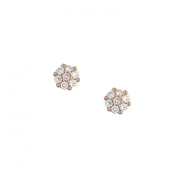 SKU-34741 / Σκουλαρίκια Ροζ Χρυσός Κ18 με Διαμάντια 