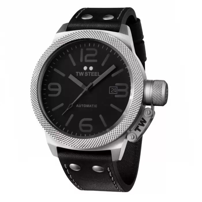 TW Steel Canteen Automatic Black Leather Strap SKU-34327