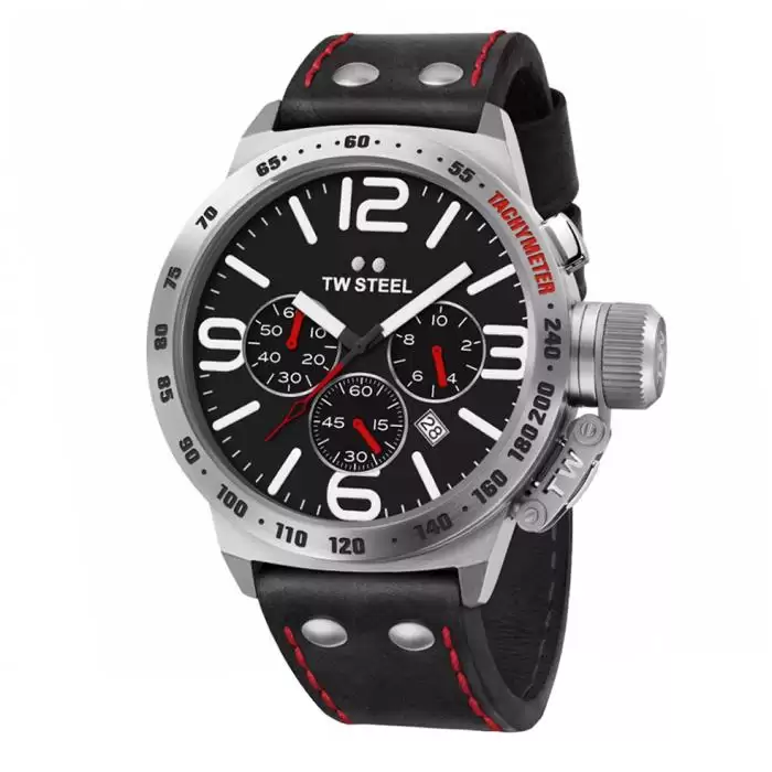 SKU-34304 / TW STEEL Canteen Chronograph Black Leather Strap