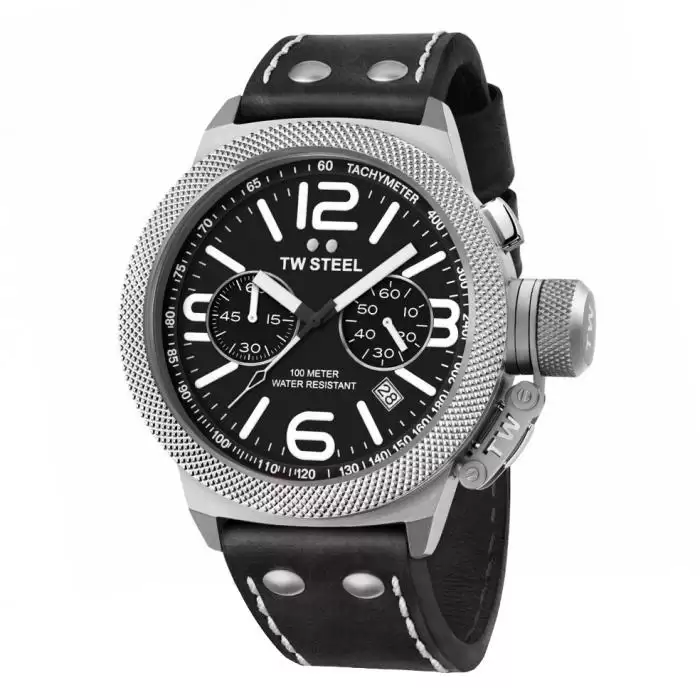 SKU-34309 / TW STEEL Canteen Chronograph Black Leather Strap