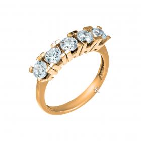 Δαχτυλίδι Σειρέ Ροζ Χρυσός Κ14 με Ζιργκόν