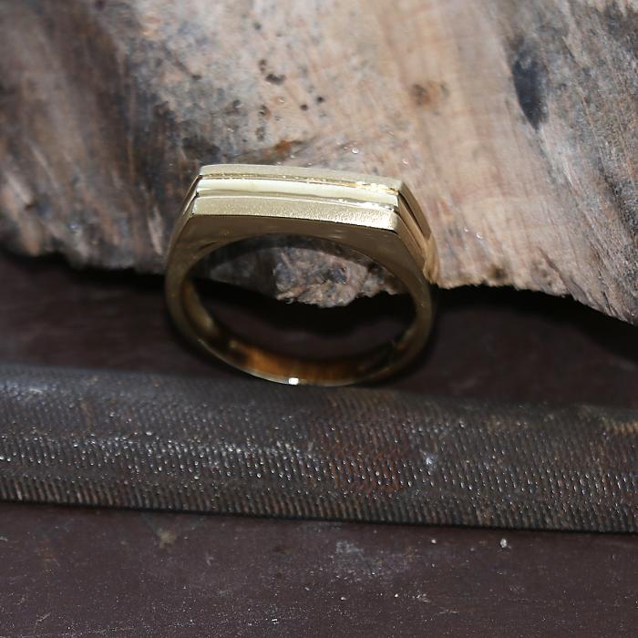 Δαχτυλίδι Χρυσός Κ14 με Λουστρέ & Μάτ Φινίρισμα