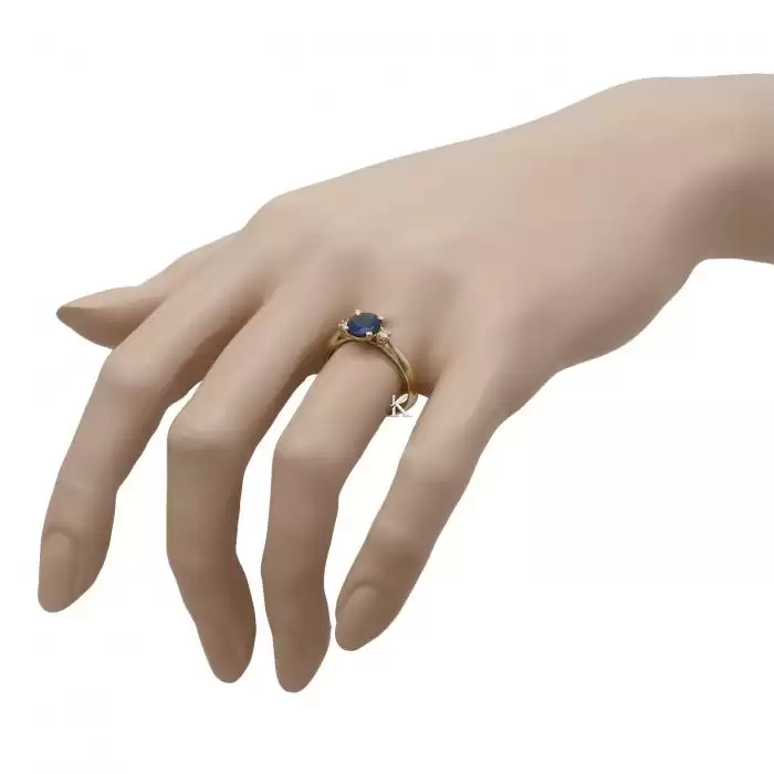 SKU-35679 / Δαχτυλίδι Χρυσός Κ14 με Ζαφείρι & Διαμάντια
