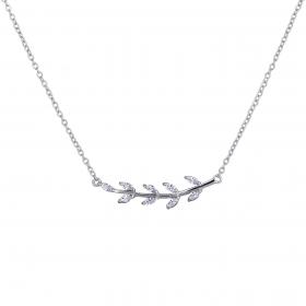 Κολιέ σε Σχήμα Κλαδί Ελιάς Ασήμι 925° με Ζιργκόν SKU-35246
