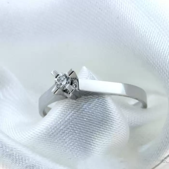 SKU-35470 / Μονόπετρο Δαχτυλίδι Λευκόχρυσος Κ18 με Διαμάντι 