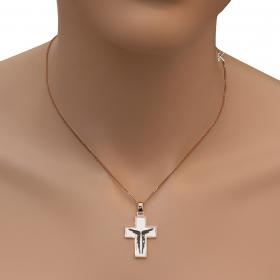 Σταυρός Ροζ Χρυσός Κ18 με Μαύρα Διαμάντια & Σμάλτο SKU-35807