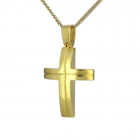 Κλασικός Σταυρός Χρυσός Κ14 με Λουστρέ Φινίρισμα SKU-35822