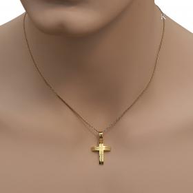 Κλασικός Σταυρός Χρυσός Κ14 με Λουστρέ Φινίρισμα SKU-35822